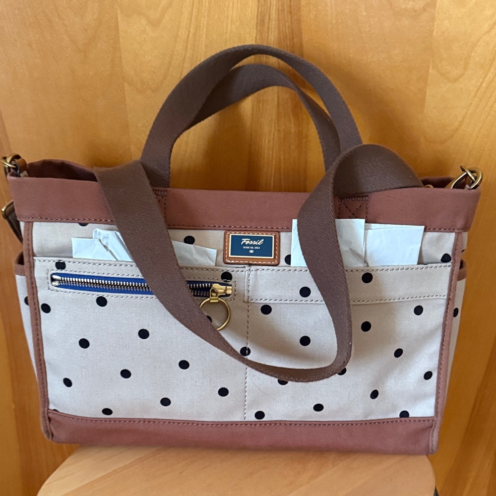 Fossil canvas passport bag with shoulder strap